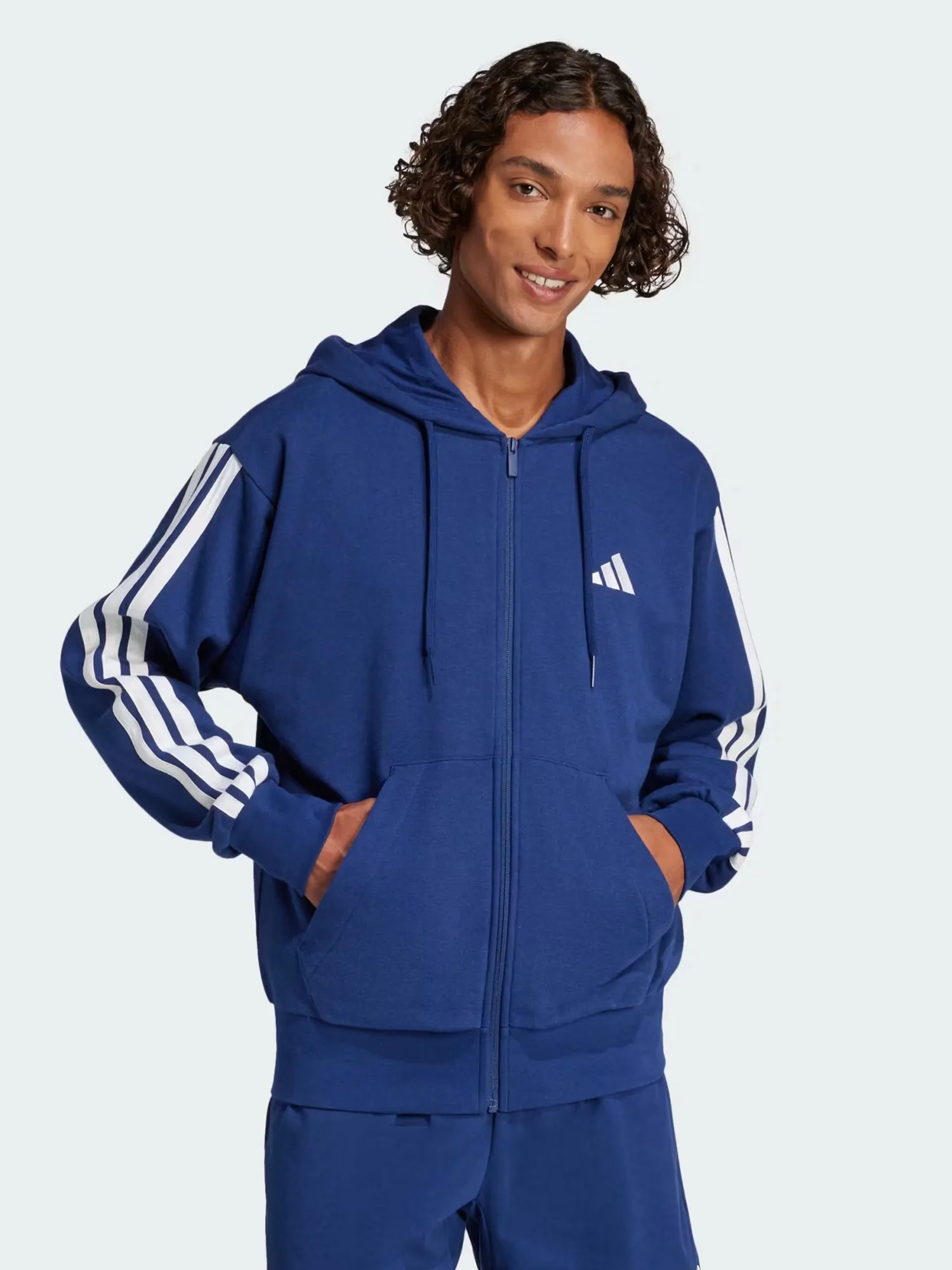 トップス MM Толстовка мужская Adidas M 3S FT FZ HD синяя JE6341 купить в Киеве