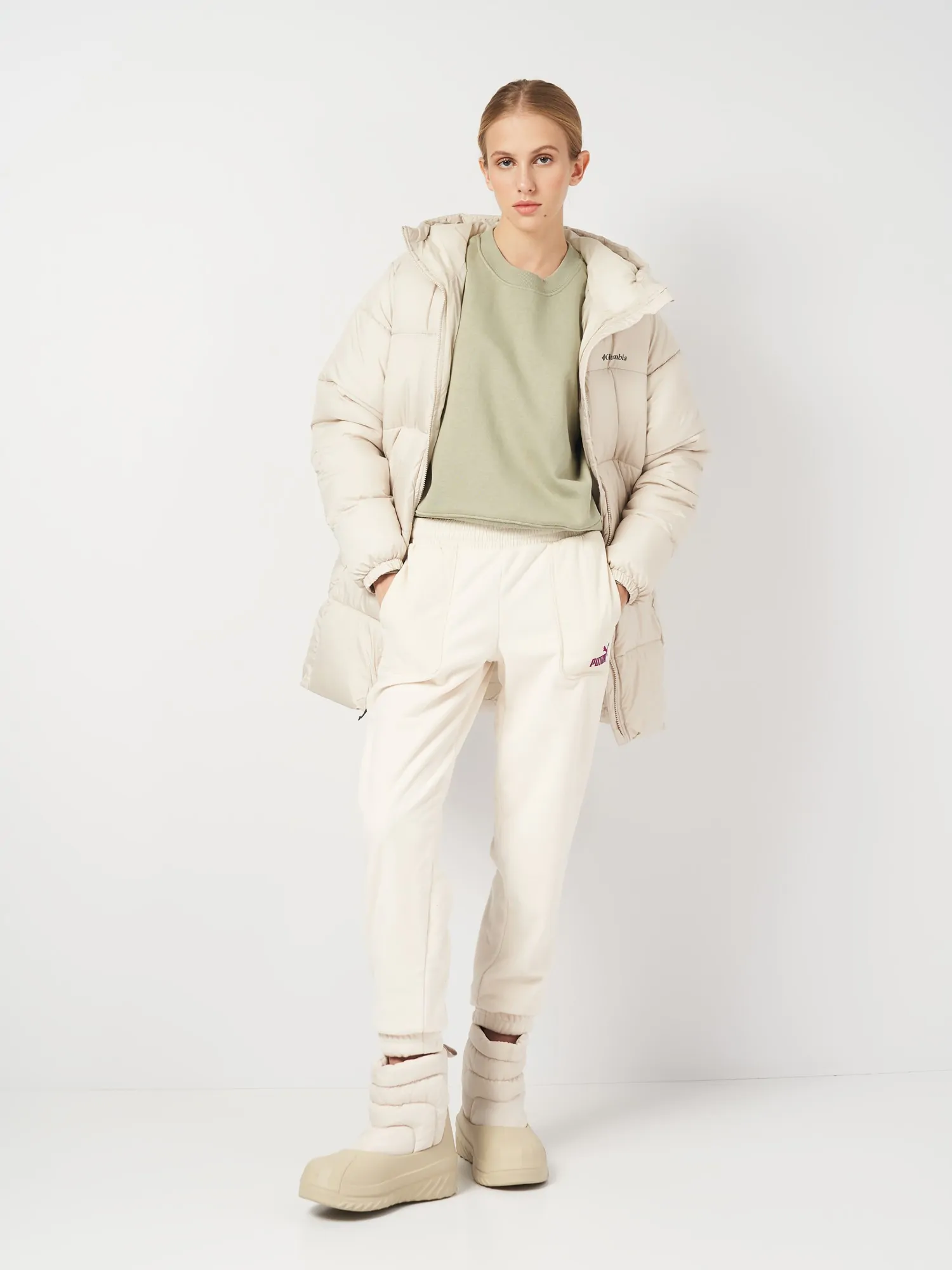 em.エムドット ポケットファージレ  ライトベージュ　22AW Куртка жіноча Columbia Puffect WL2216 278 КУПИТИ в 𝐒𝐏𝐎𝐑𝐓