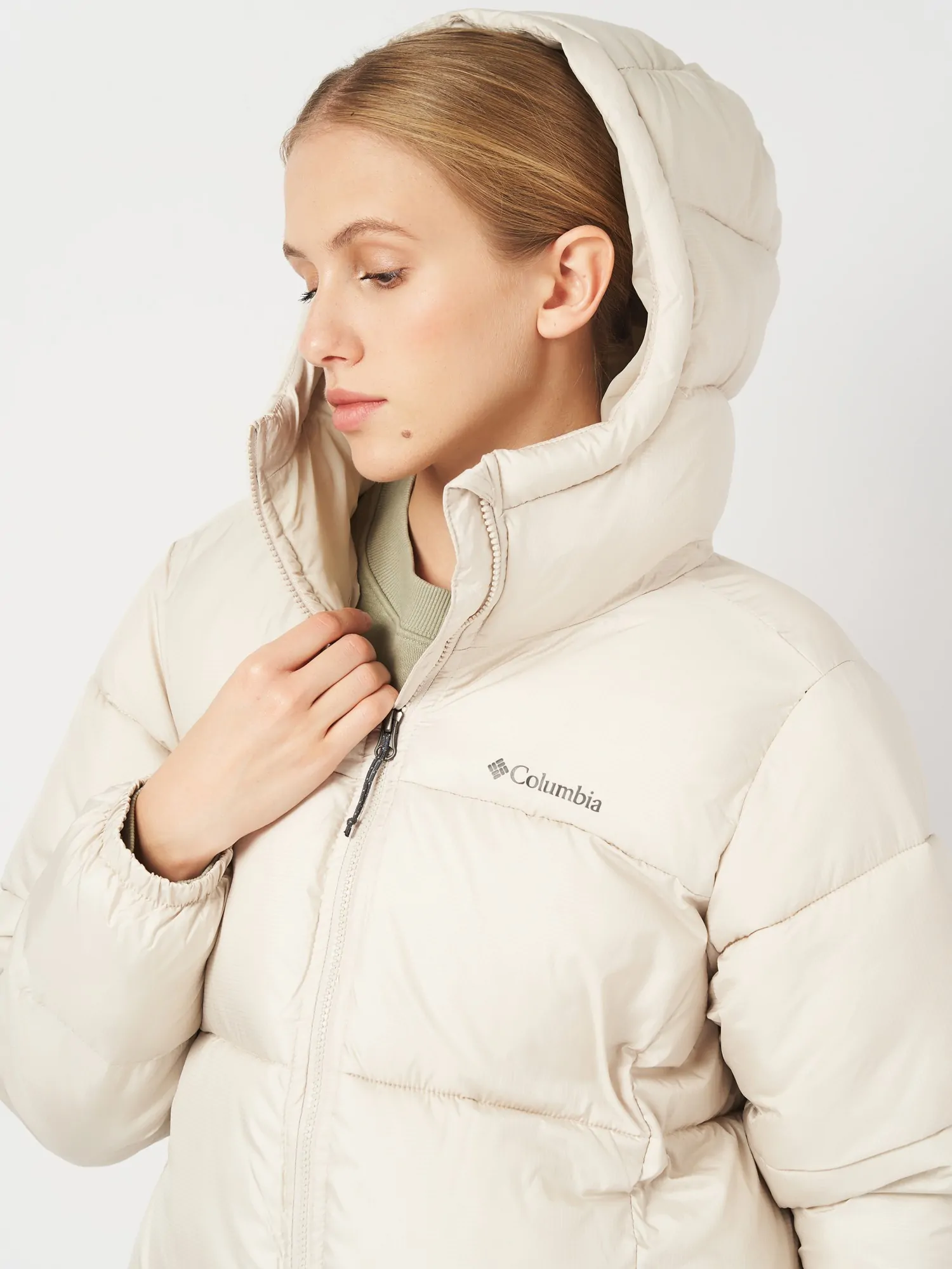 Куртка женская Columbia Puffect™ II Mid Hooded Jacket бежевая