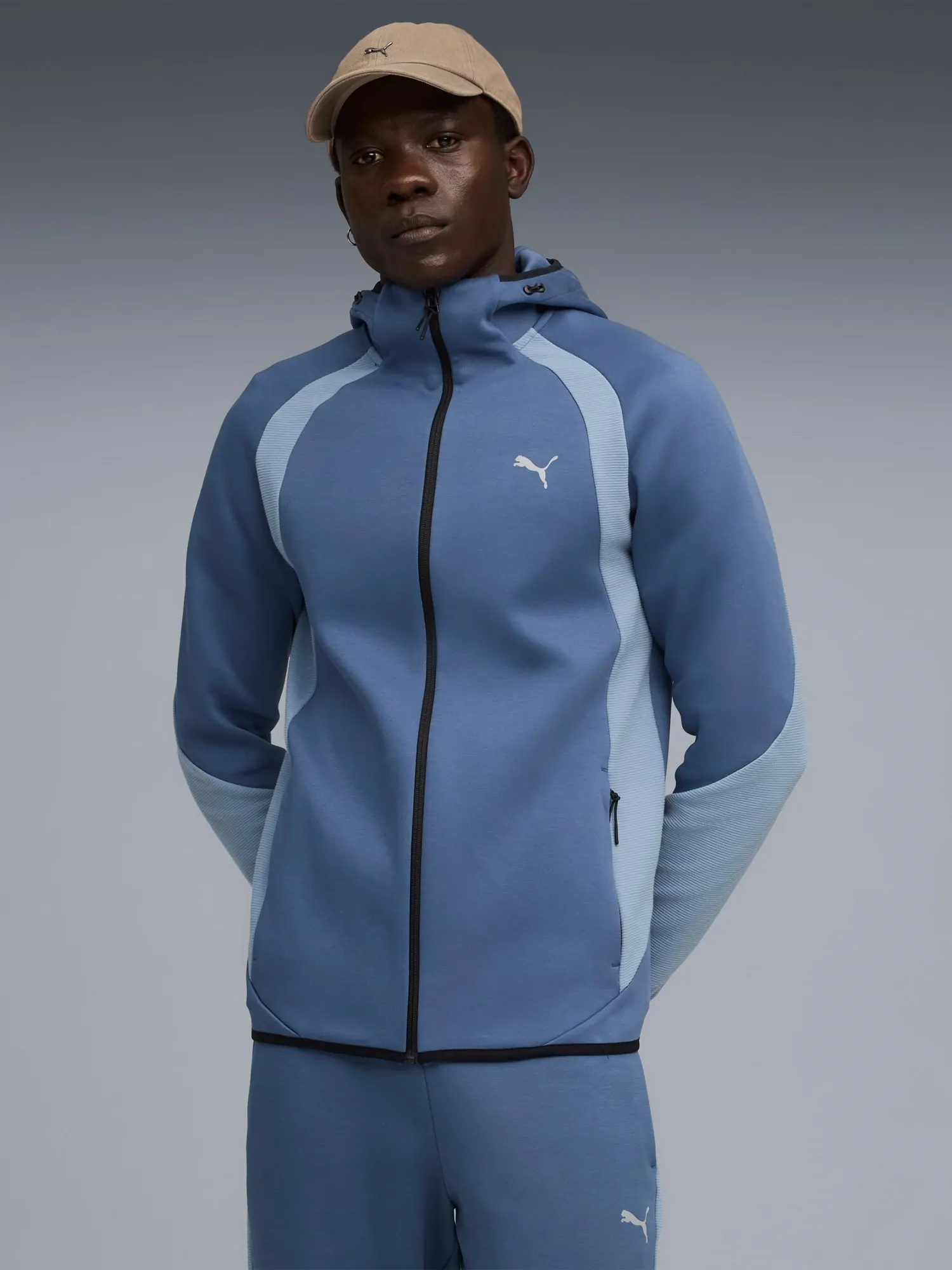 Толстовка мужская Puma EVOSTRIPE FZ Hoodie DK голубая 68823180