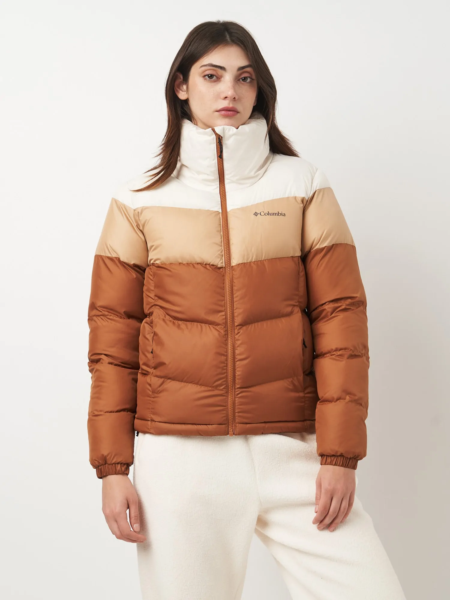 Куртка женская Columbia Puffect™ II Colorblock Jacket коричневая