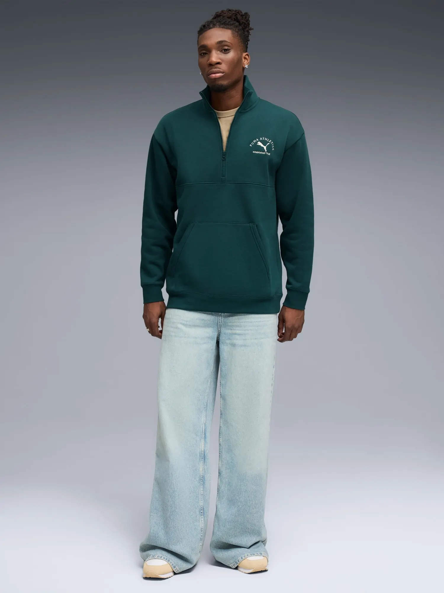 Толстовка мужская Puma CLASS Half Zip Sweater зеленая 68825275