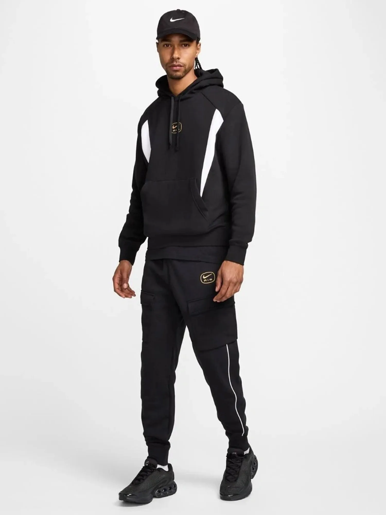 Толстовка мужская Nike M NSW SW AIR PO HOODY FLC BB черная HM0175
