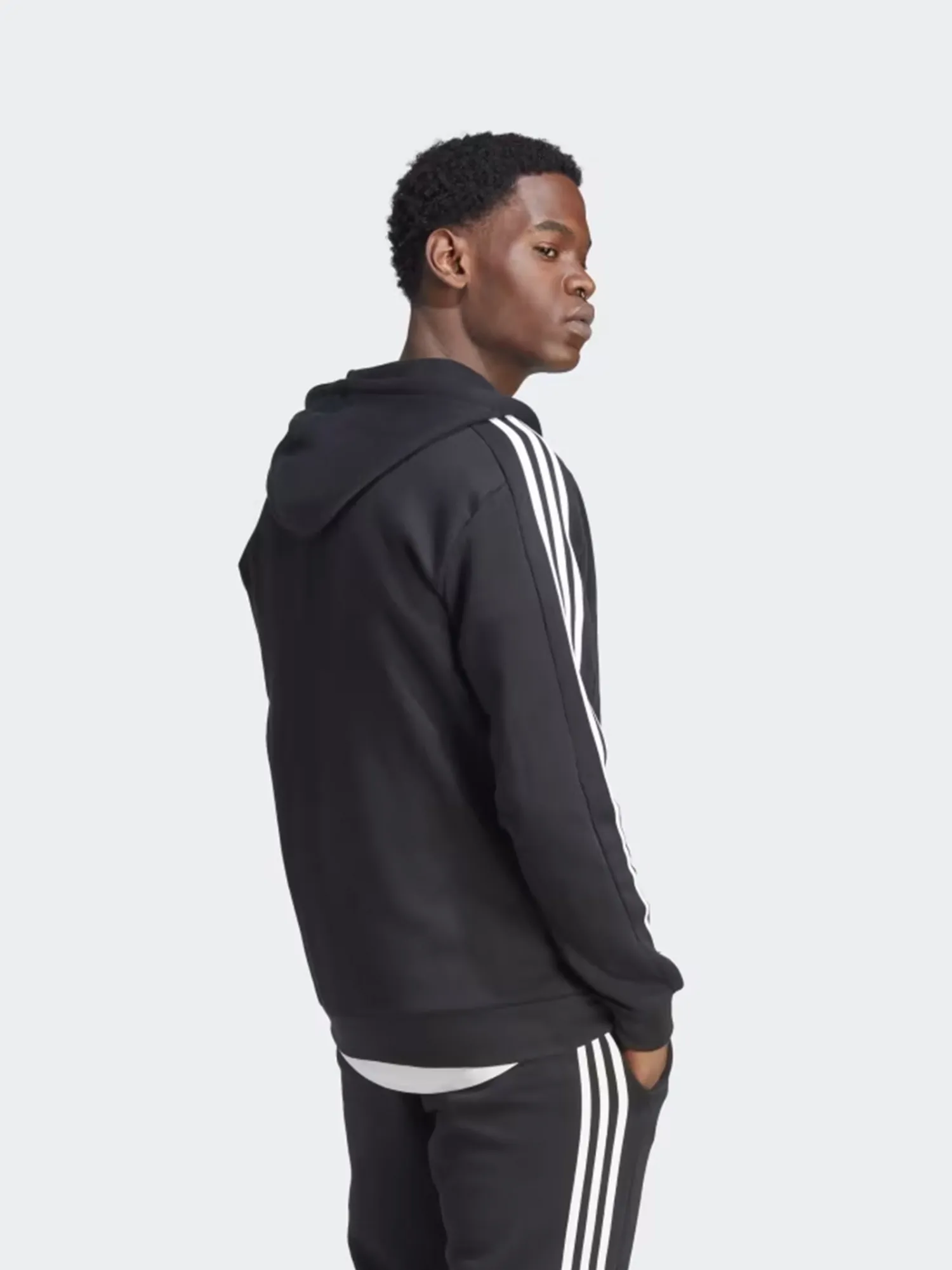 Толстовка чоловіча Adidas M 3S FL FZ HD чорна IB4029 купити в