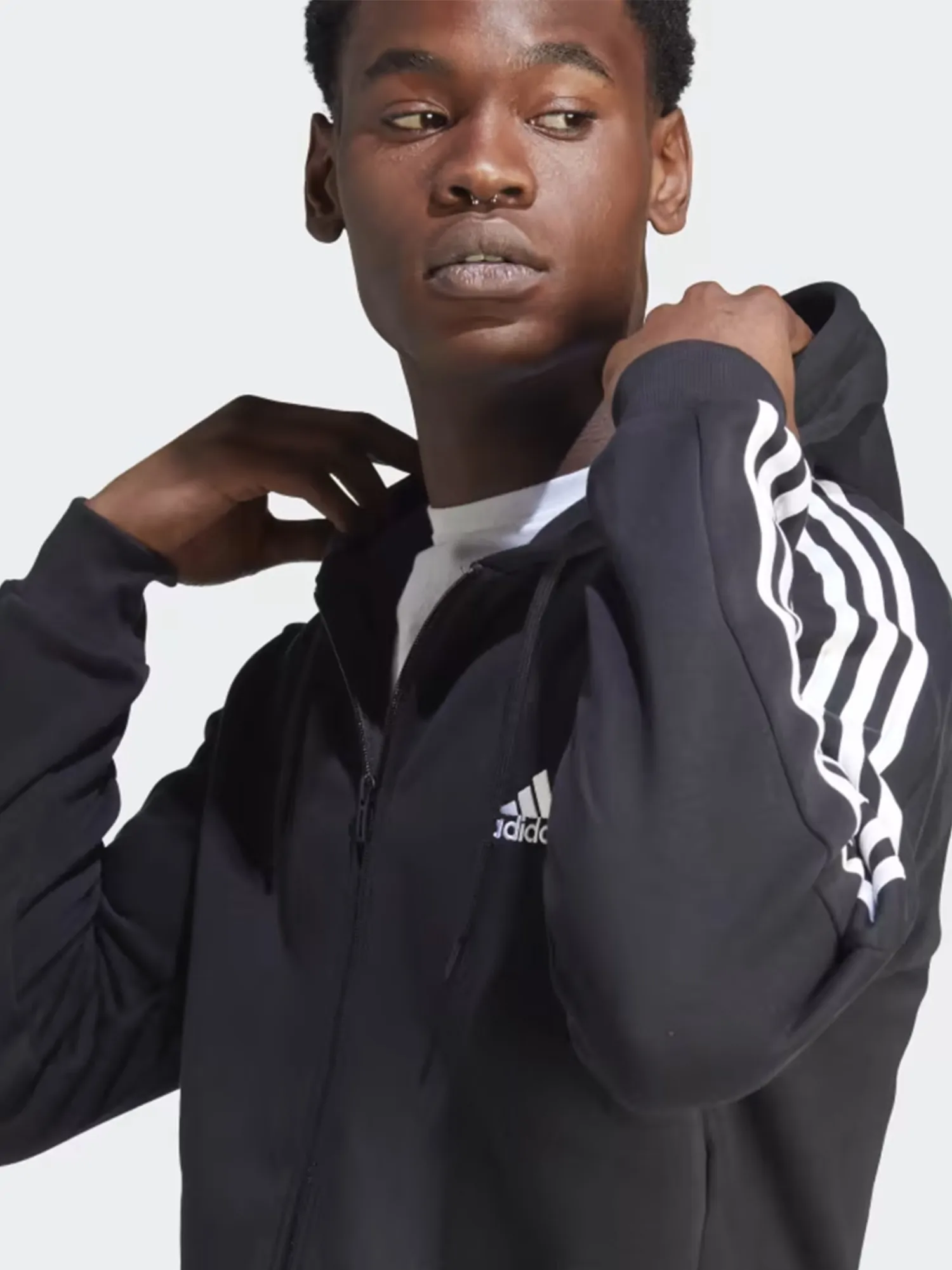 Толстовка чоловіча Adidas M 3S FL FZ HD чорна IB4029 купити в