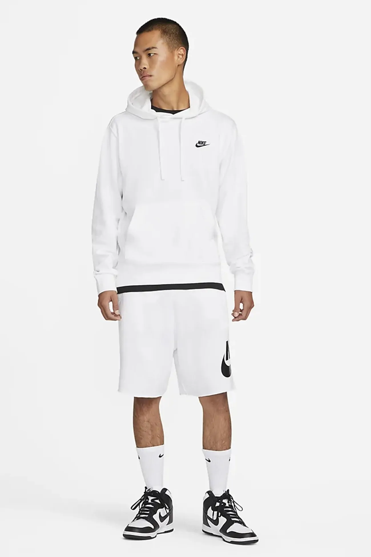 Толстовка мужская Nike M NSW CLUB HOODIE PO FT белая CZ7857-100