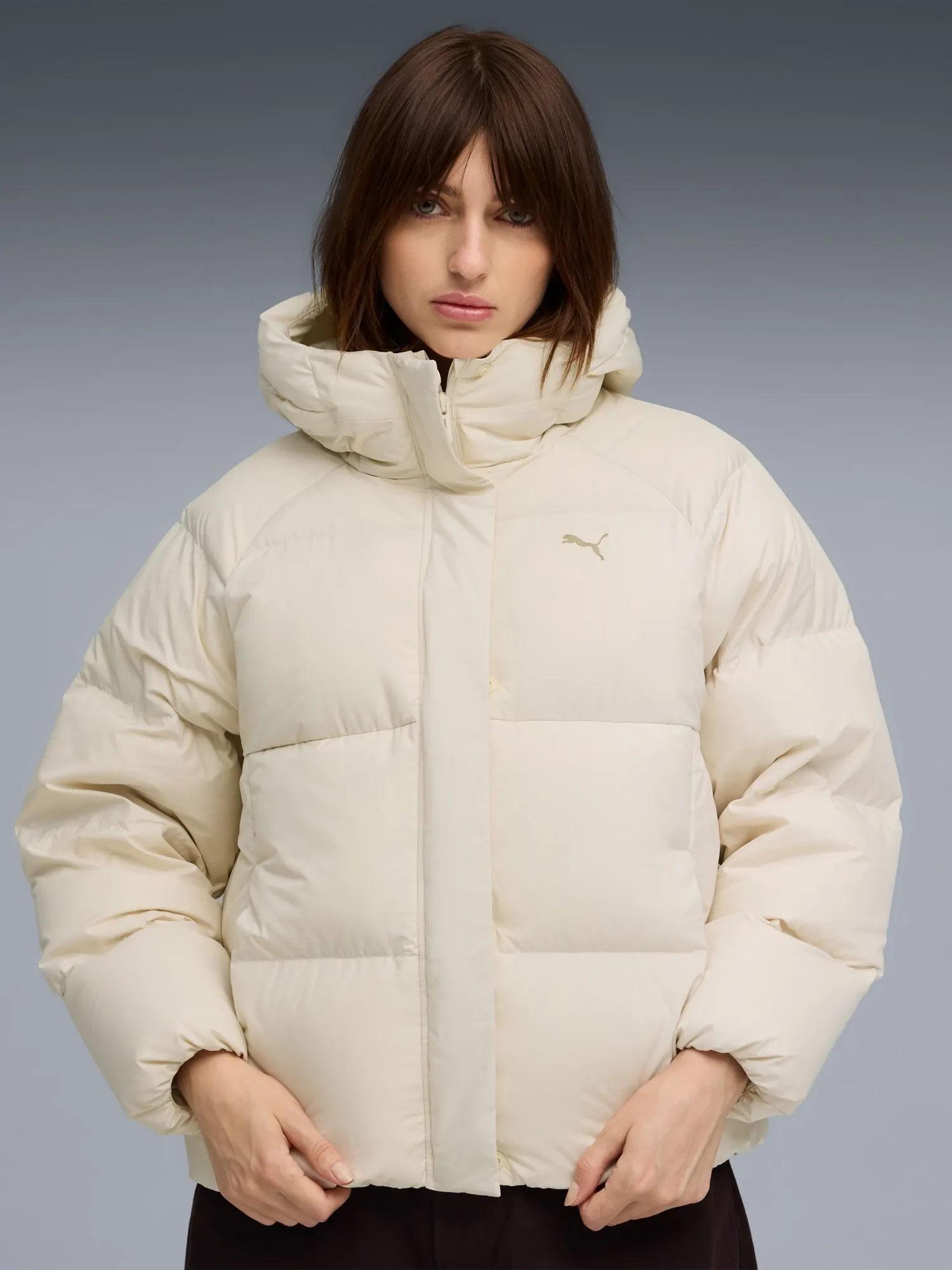 Куртка женская Puma Hooded Down Puffer Jacket молочная 68839287