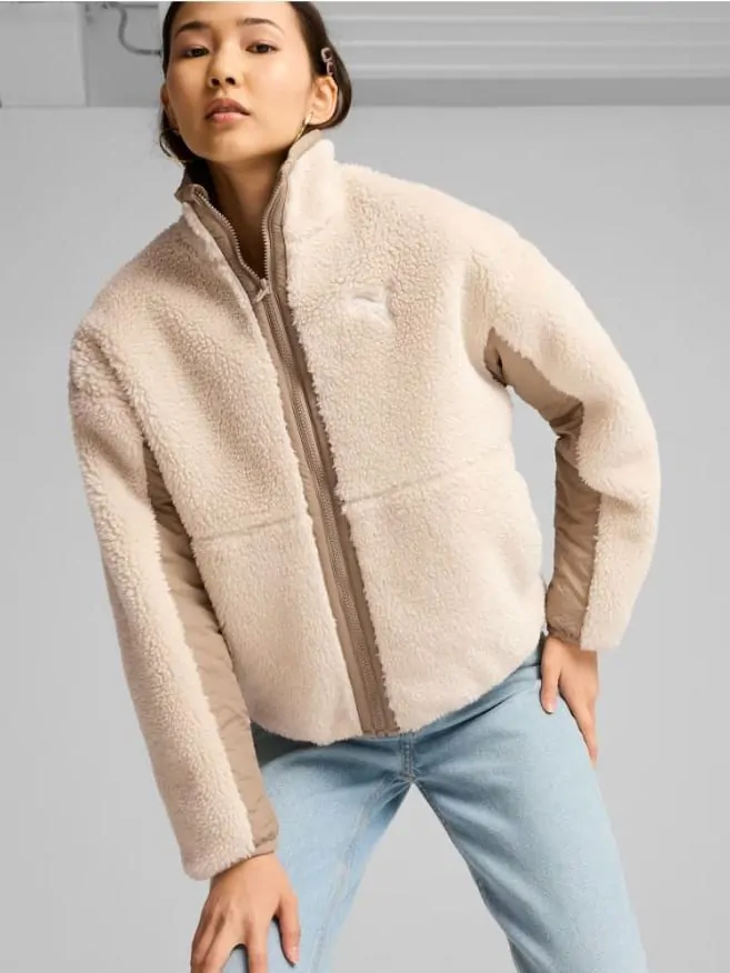 スキ－ウエア   ベア柄    エレッセ    フワフワモコモコリバーシブル Куртка женская Puma Reversible Sherpa Jacket бежевая 62648867