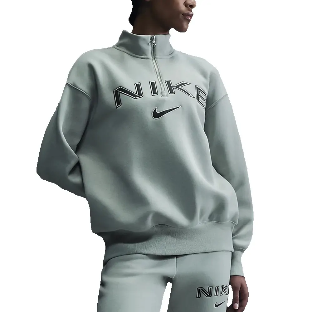 はな＊はな　0916 Толстовка женская Nike W NSW PHNX FLC OS LOGO QZ зеленая FV7679