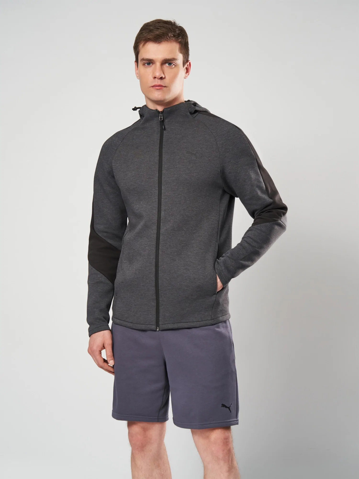 fuwafuwa③ Толстовка мужская Puma EVOSTRIPE Core FZ Hoodie графитовая