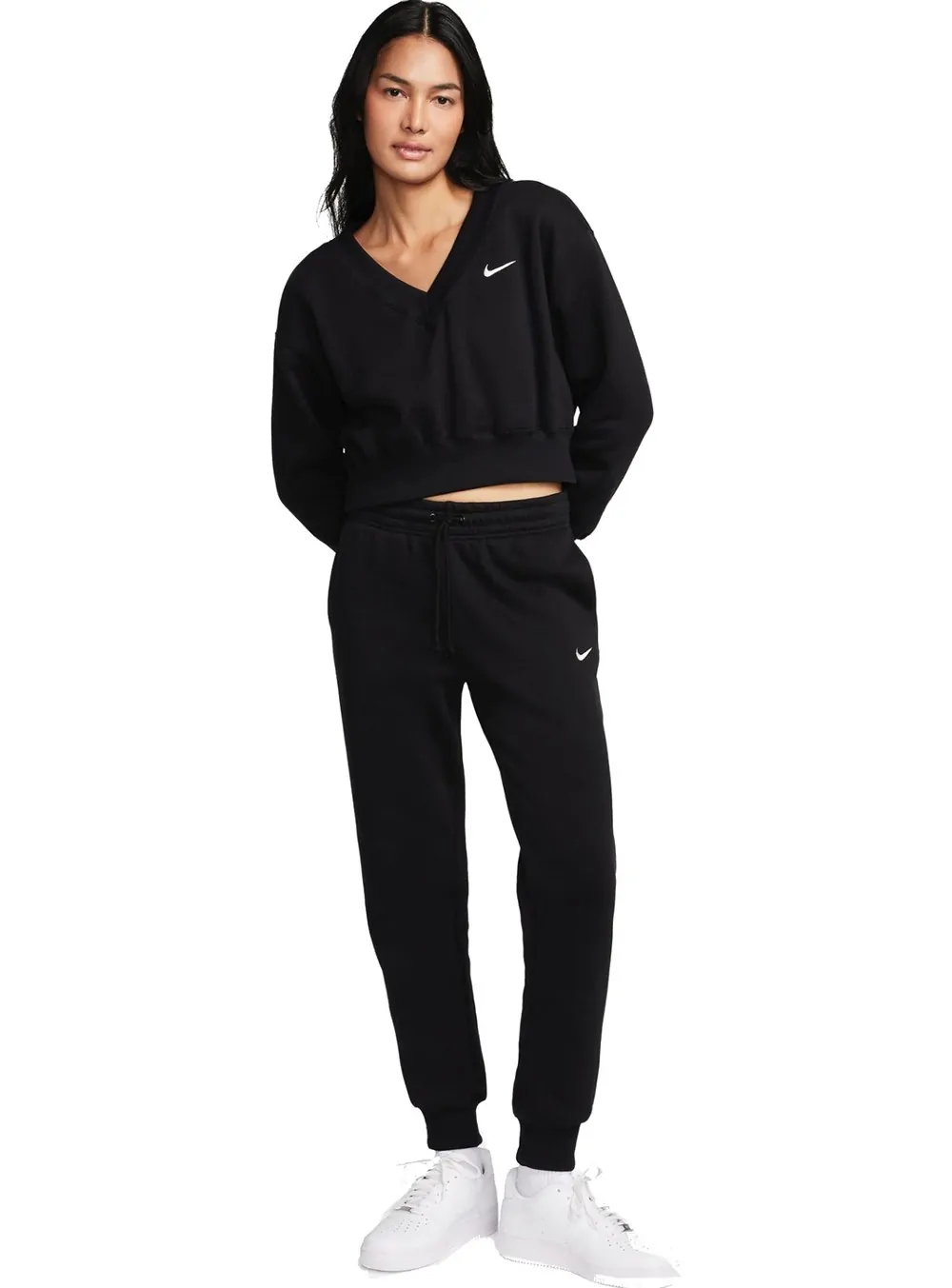 Брюки женские Nike W NSW PHNX FLC MR PANT STD черные FZ7626-010