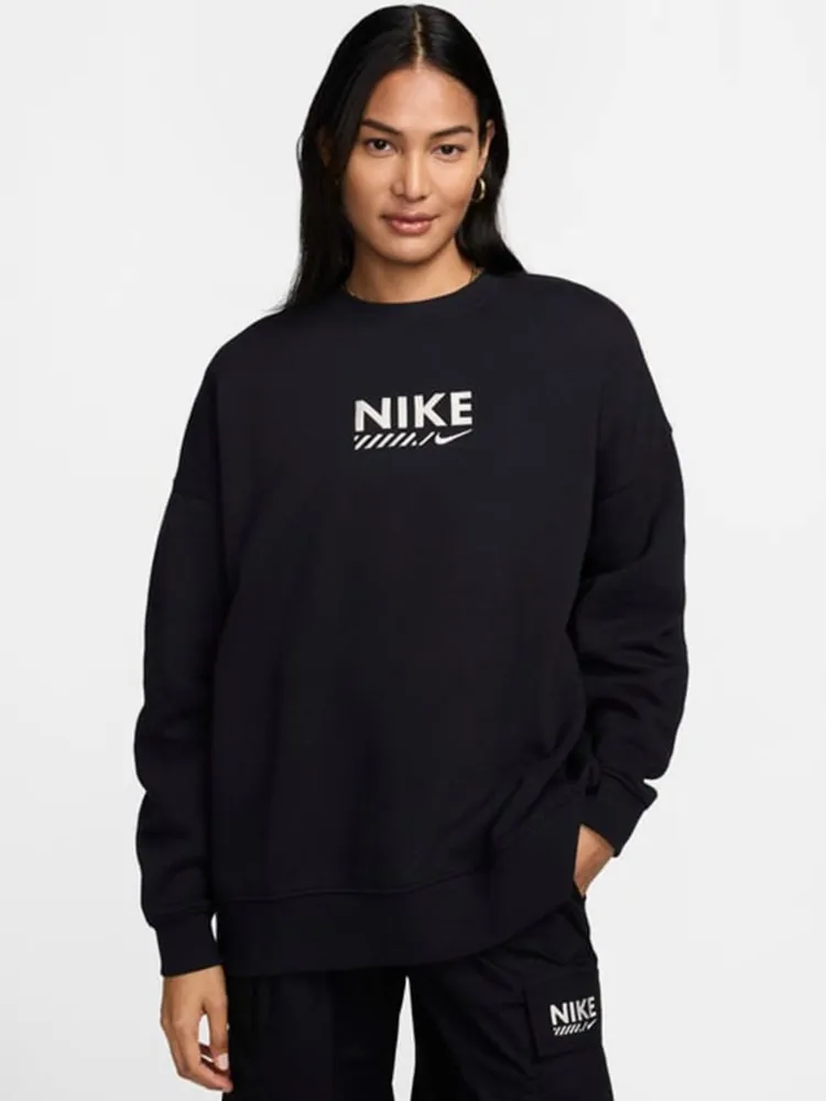 Толстовка жіноча Nike W NSW FLC OS CREW GLS чорна HM4318-010