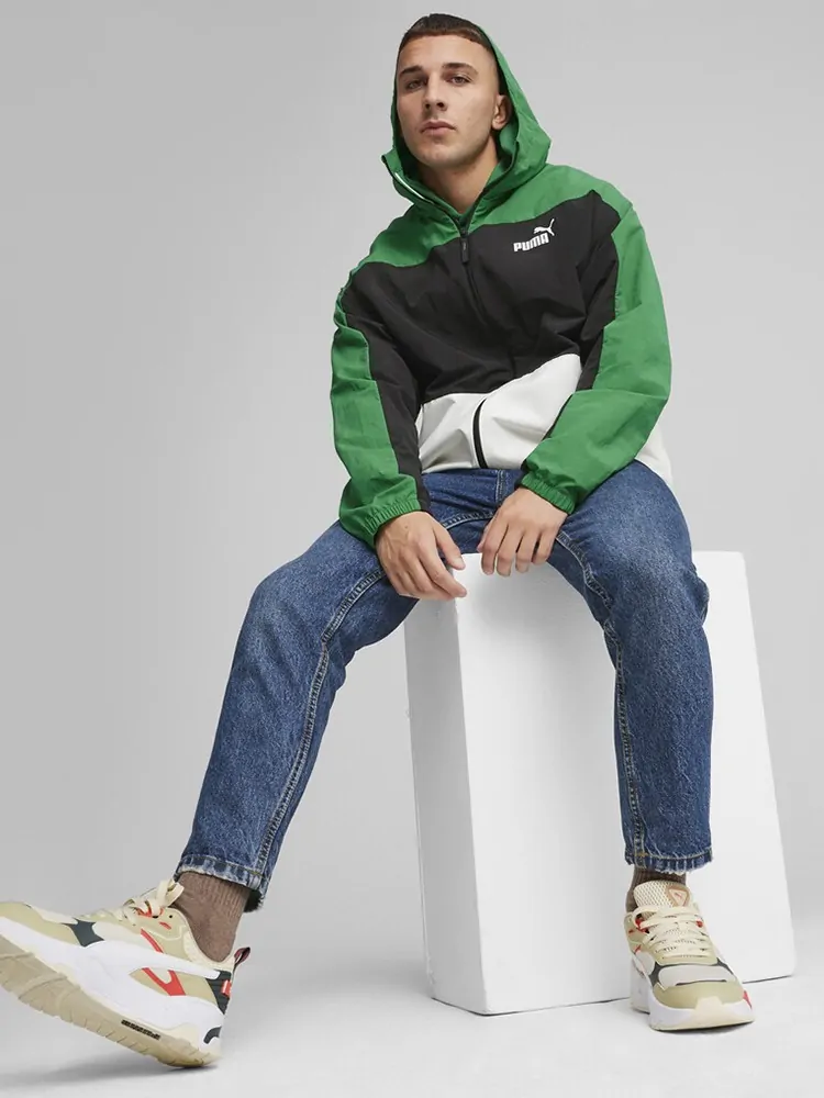 Ветровка мужская Puma Hooded Windbreaker зеленая 67538786 купить в