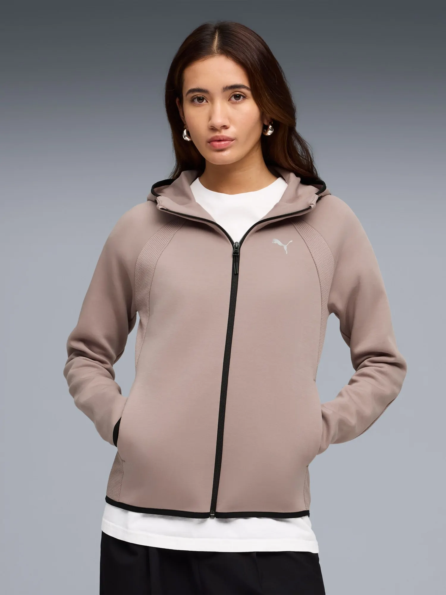 Толстовка женская Puma EVOSTRIPE Full-Zip Hoodie DK мокко 69189888