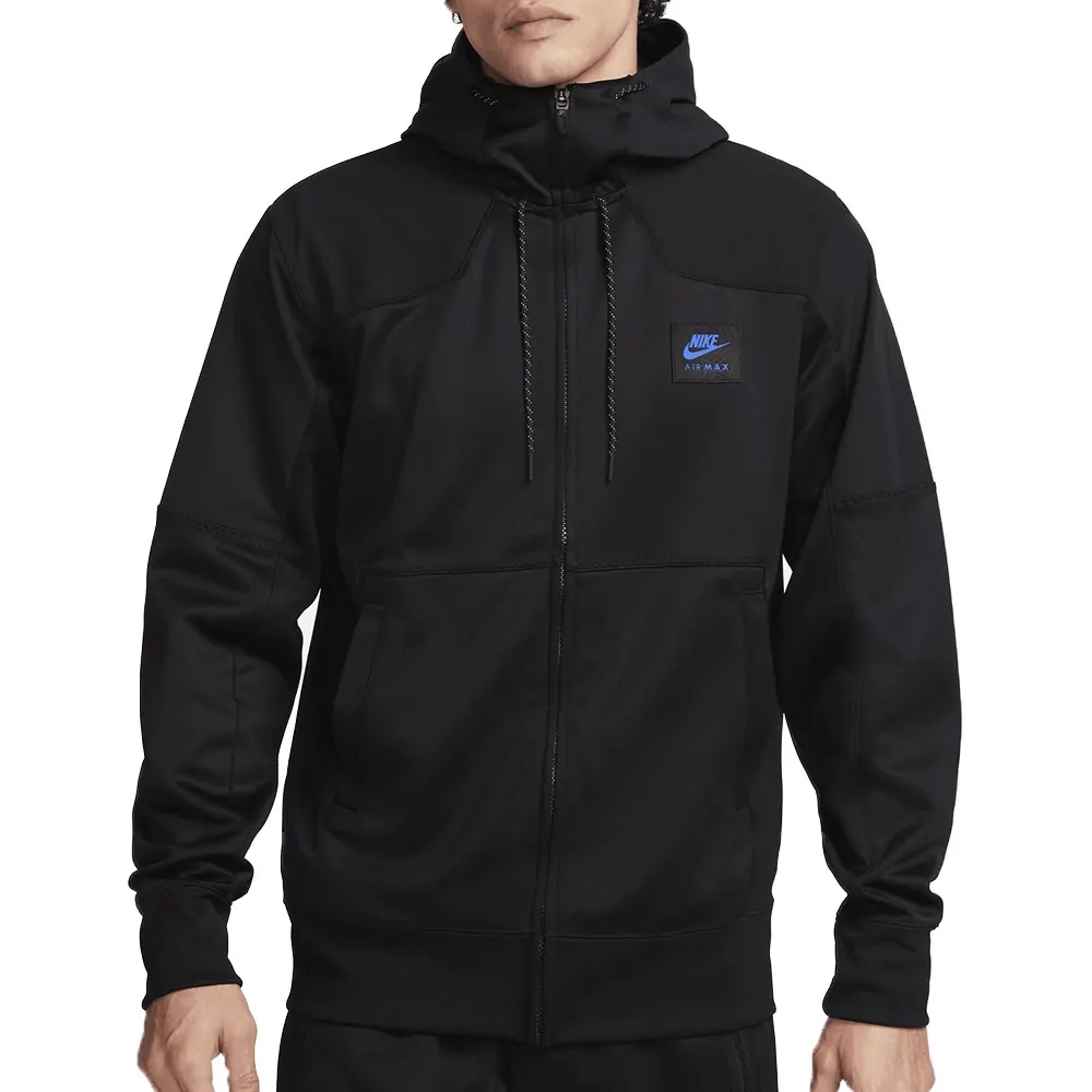 Толстовка мужская Nike M NSW AIR MAX PK FZ HOODIE черная FV5443