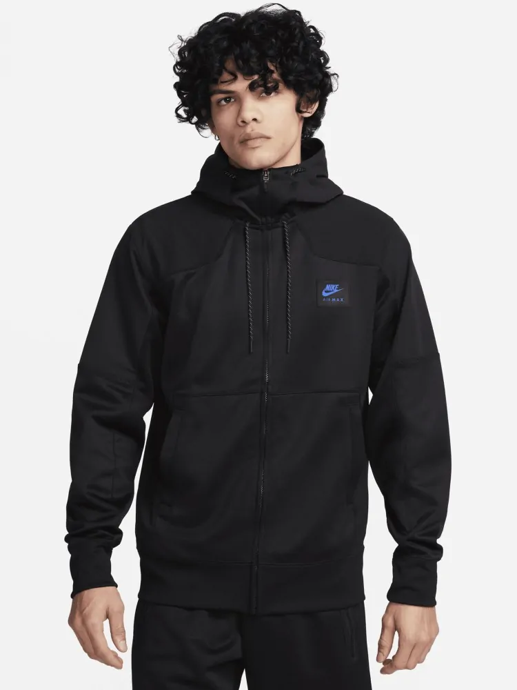 Толстовка мужская Nike M NSW AIR MAX PK FZ HOODIE черная FV5443