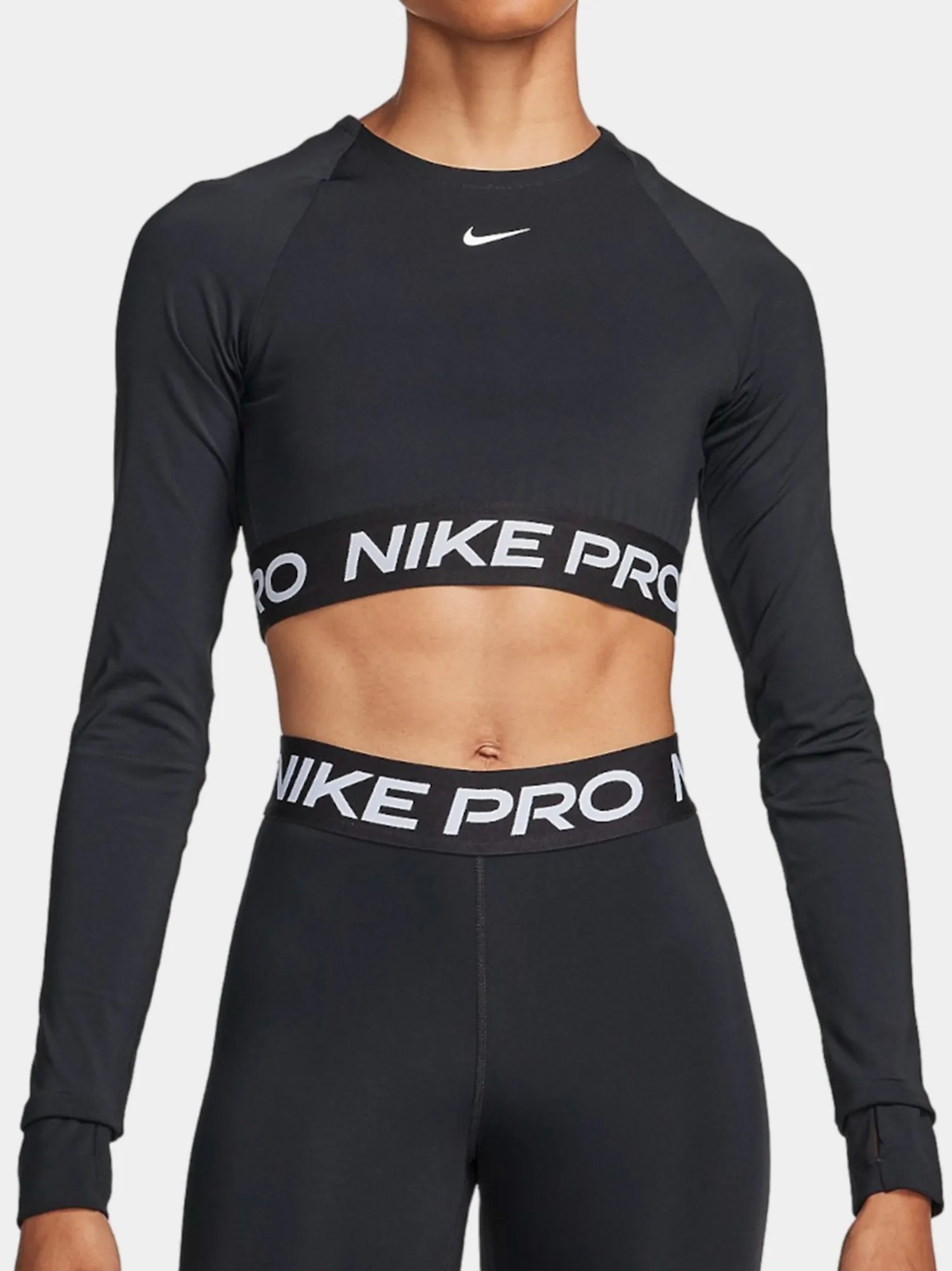 Футболка женская Nike NIKE PRO DF 365 CROP LS черная FV5484-010