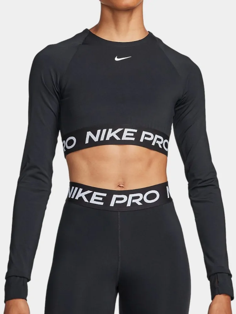Футболка женская Nike NIKE PRO DF 365 CROP LS черная FV5484-010