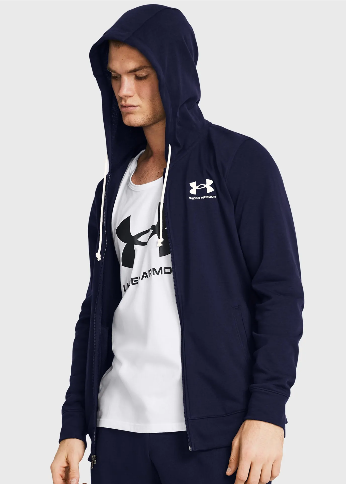 Толстовка мужская Under Armour UA Rival Terry LC FZ синяя 1370409