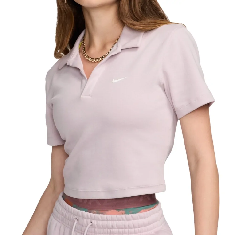 トップス tdk_void polo Футболка женская Nike W NSW ESSNTL SS POLO CRP TOP бежевая DV7884