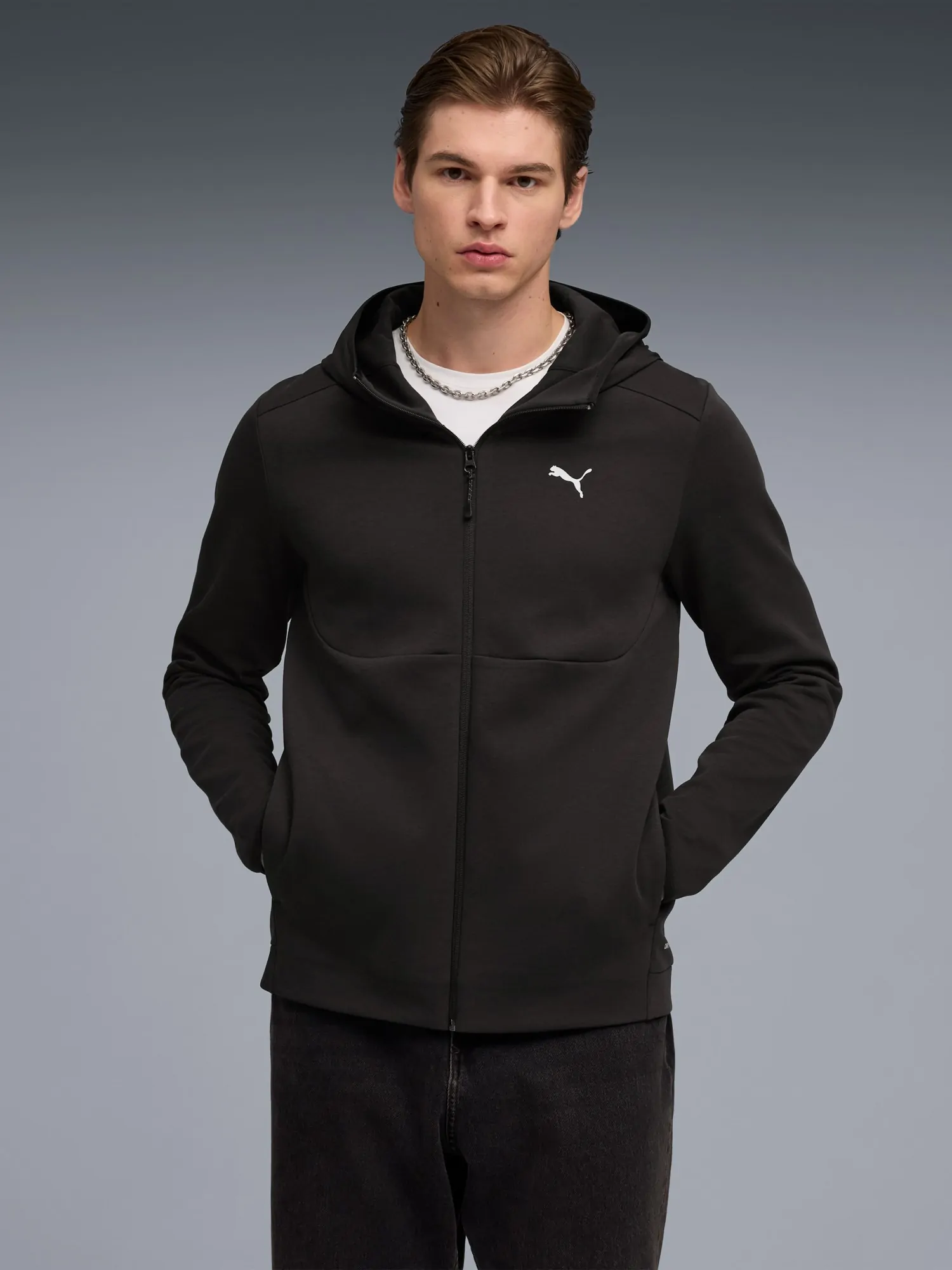 Толстовка чоловіча Puma TECH Full-Zip Hoodie DK чорна 69218501