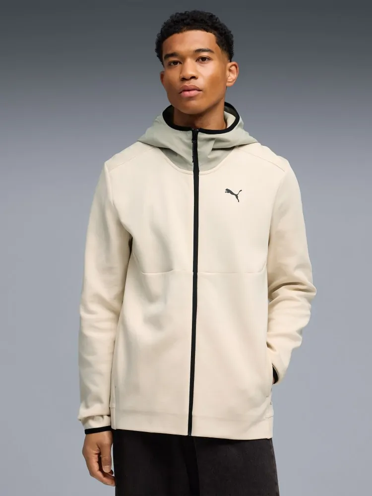 ウェア PAC - TOURNAMENT ZIP HOODY Толстовка мужская Puma TECH Full-Zip Hoodie DK молочная 69218587