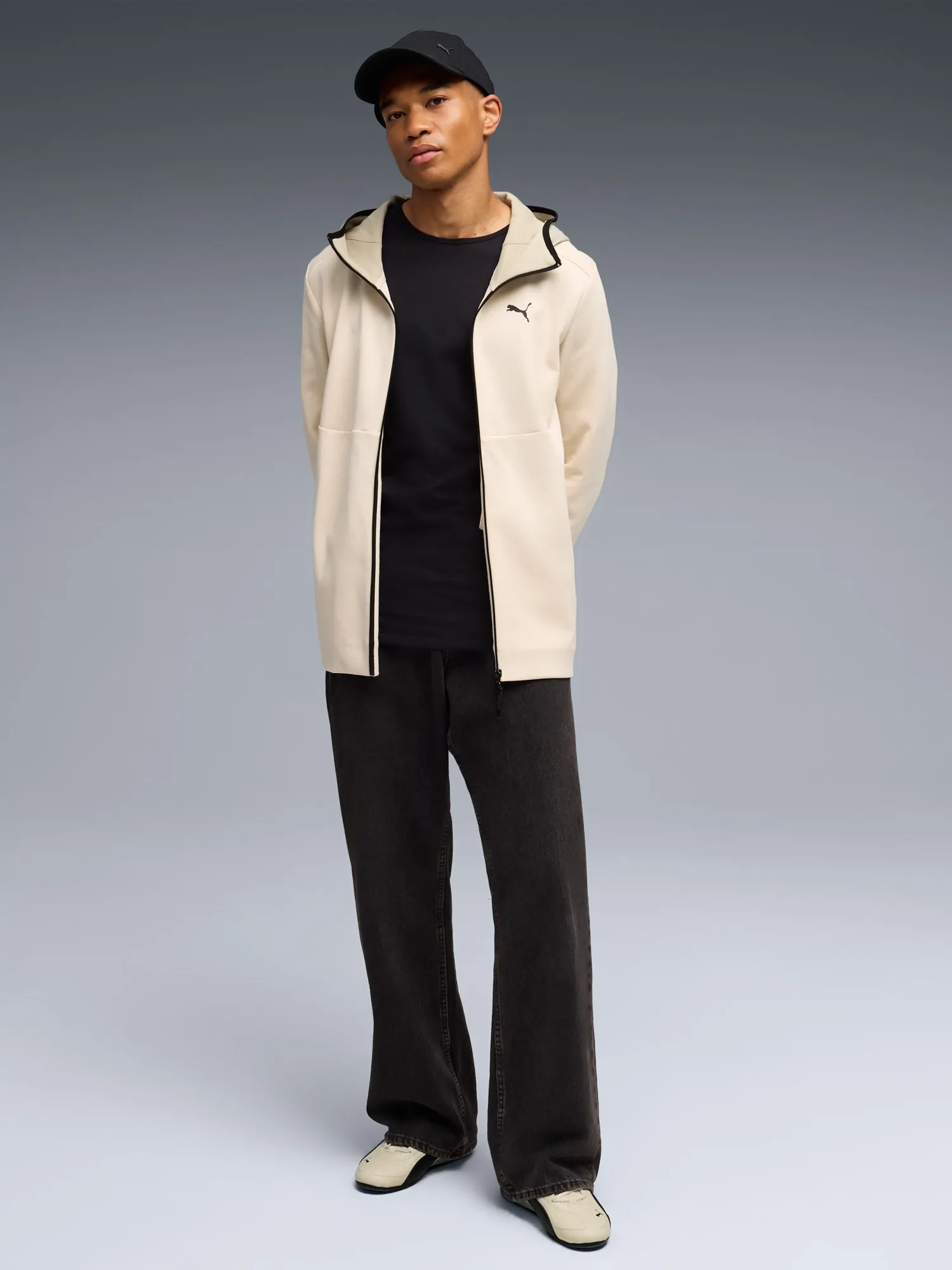 Толстовка мужская Puma TECH Full-Zip Hoodie DK молочная 69218587