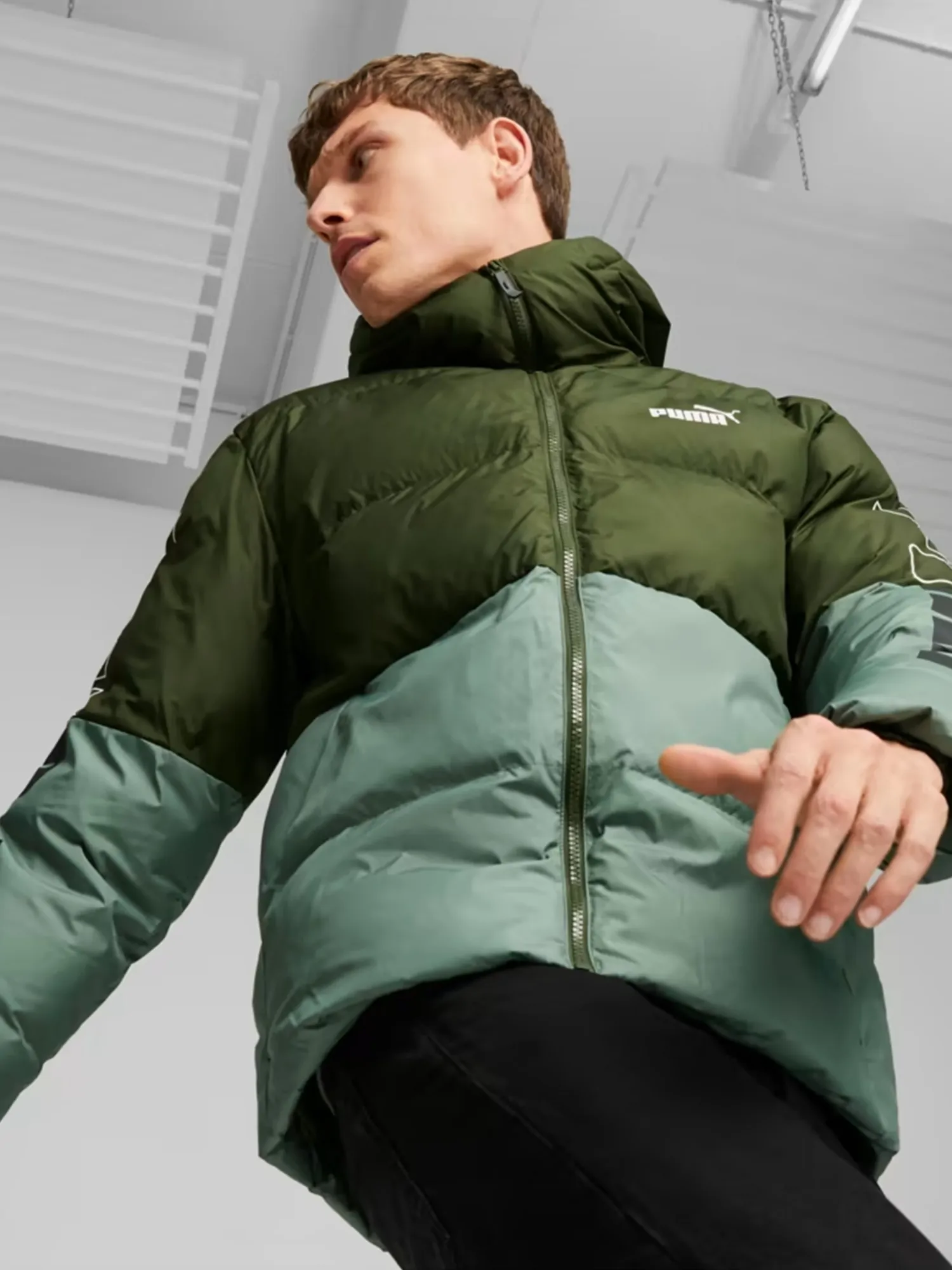 omu630 Куртка чоловіча Puma Power Hooded Jacket оливкова 67538931 купити