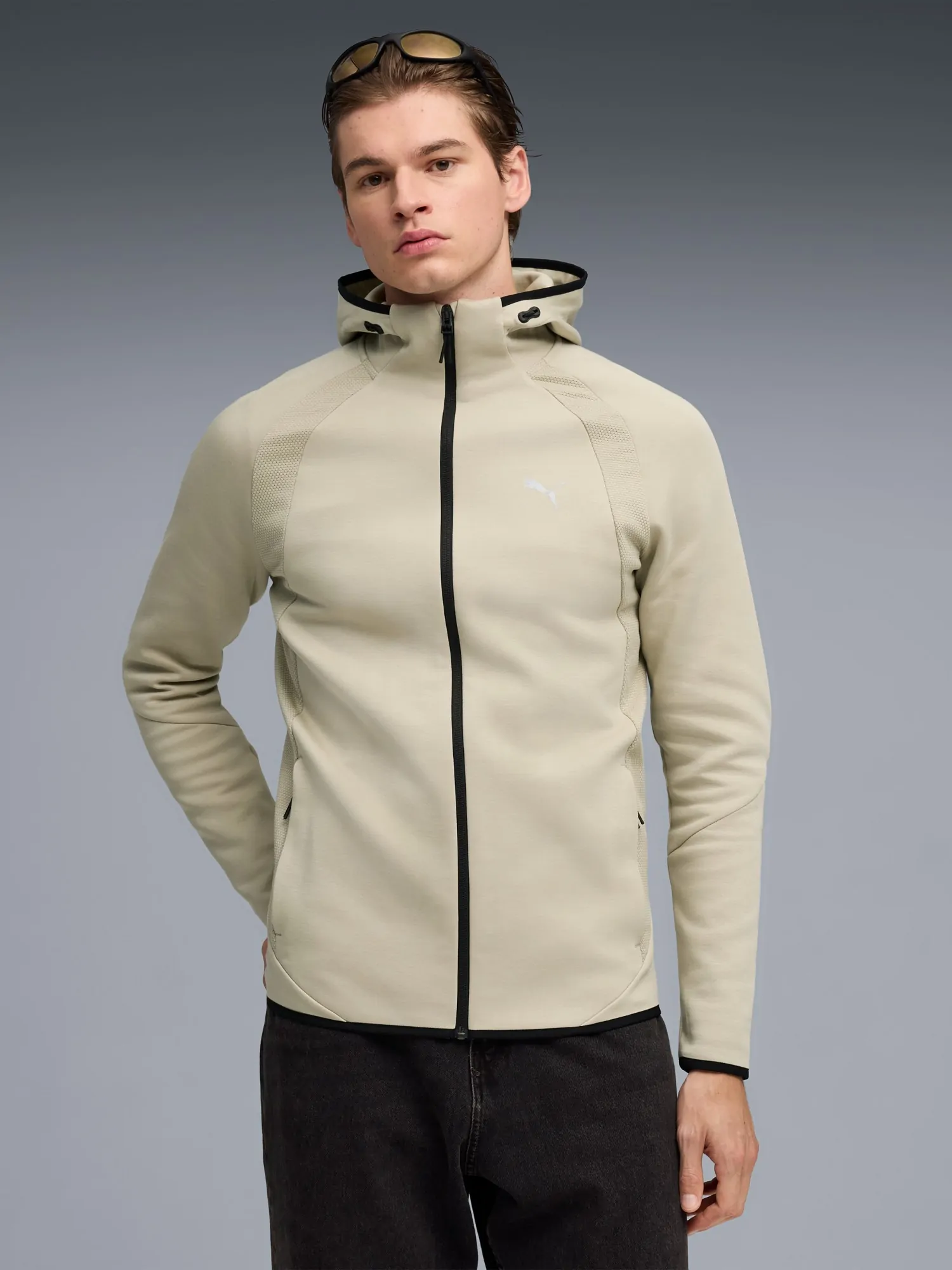 Толстовка мужская Puma EVOSTRIPE FZ Hoodie DK оливковая 69219061