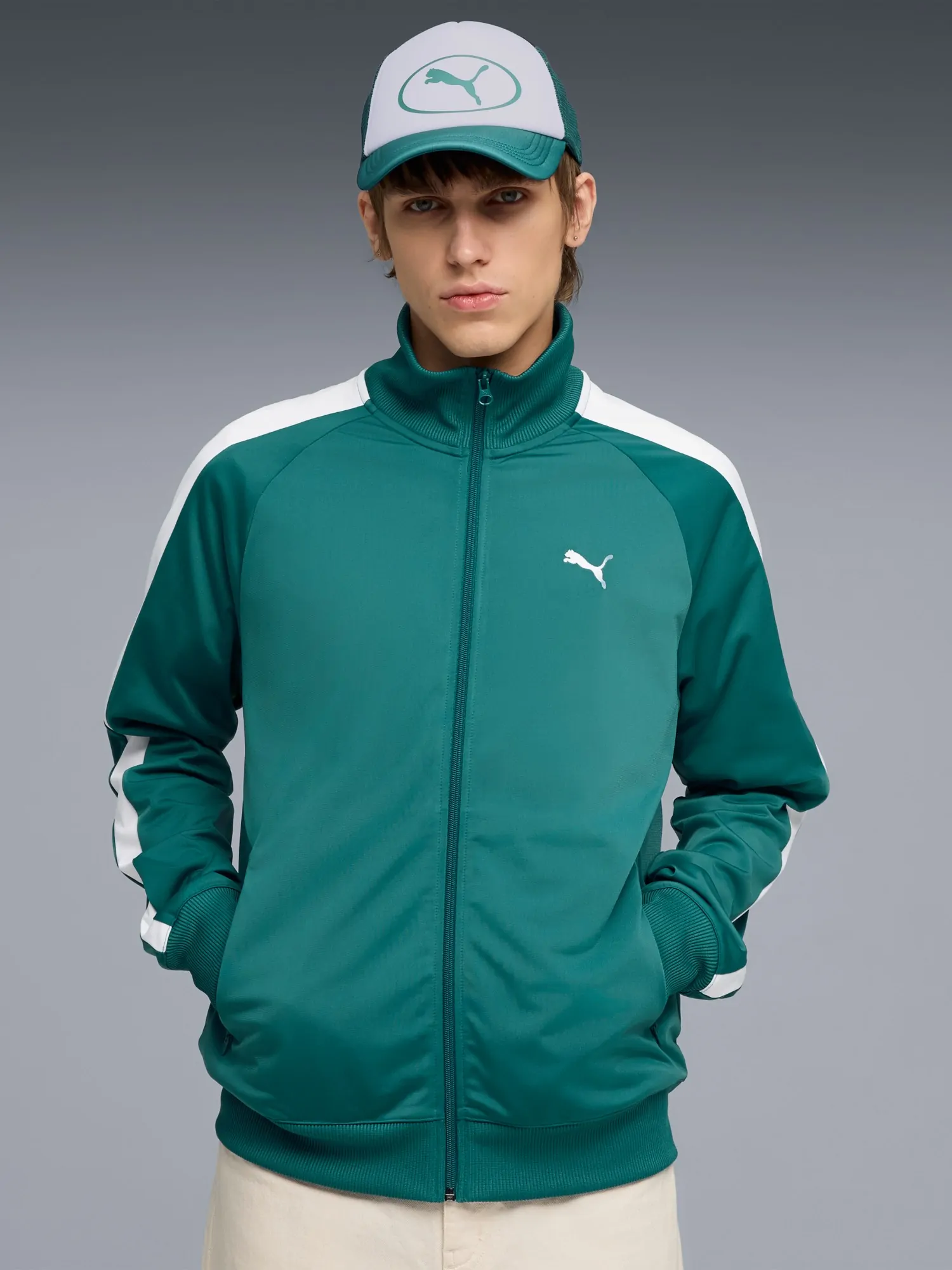 Толстовка мужская Puma ESS T7 Poly Track Jacket зеленая 69246241