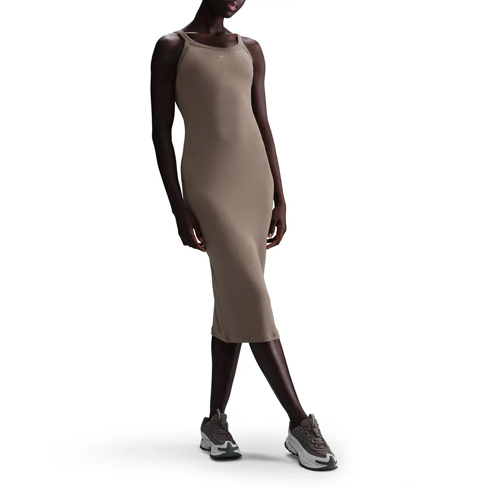 Платье женское Nike W NSW NK CHLL KNT MRIB TNK DRS коричневое