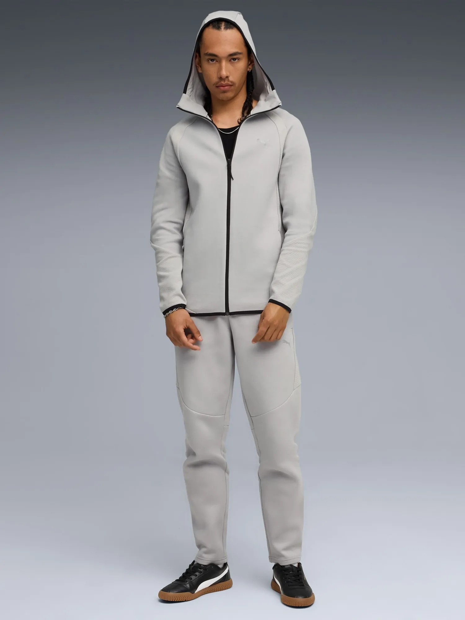 Толстовка мужская Puma EVOSTRIPE FZ Hoodie DK серая 68823163