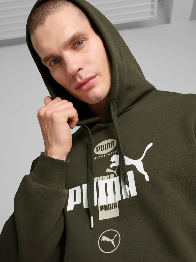 Толстовка мужская Puma PUMA POWER Graphic Hoodie FL оливковая