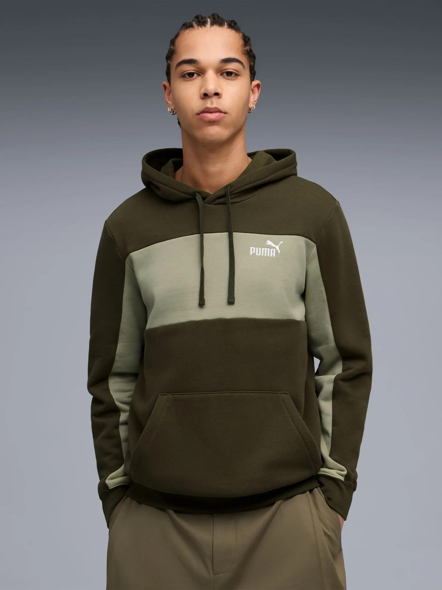 Толстовка чоловіча Puma ESS BLOCK Hoodie FL хакі 68468682 купити в