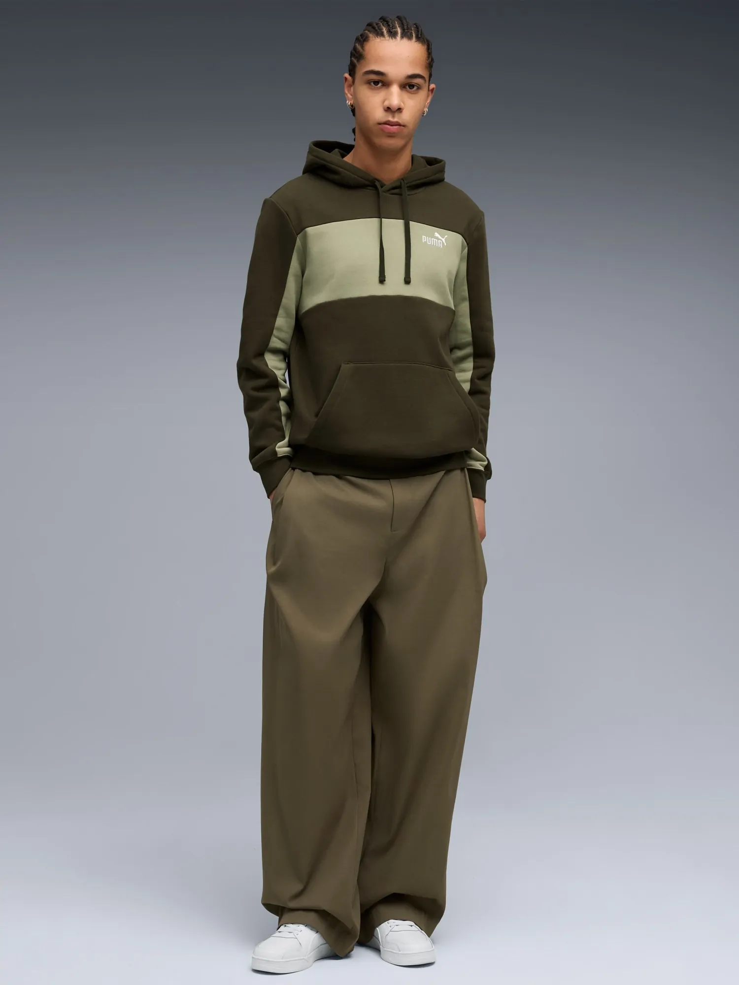 Толстовка чоловіча Puma ESS BLOCK Hoodie FL хакі 68468682 купити в