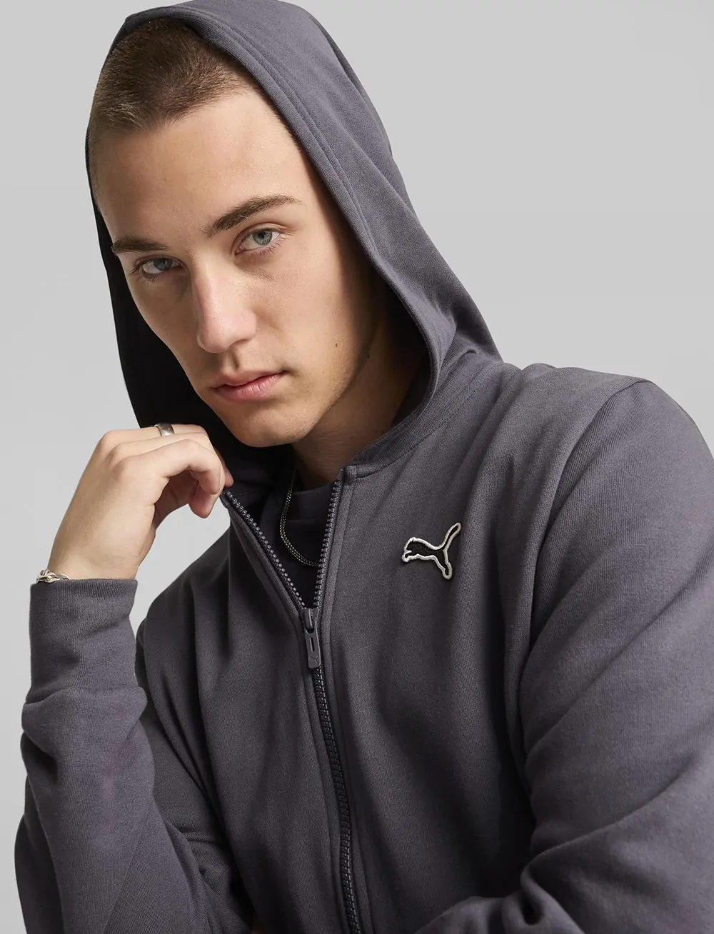 Толстовка мужская Puma BETTER ESSENTIALS Full-Zip Hoodie FL серая