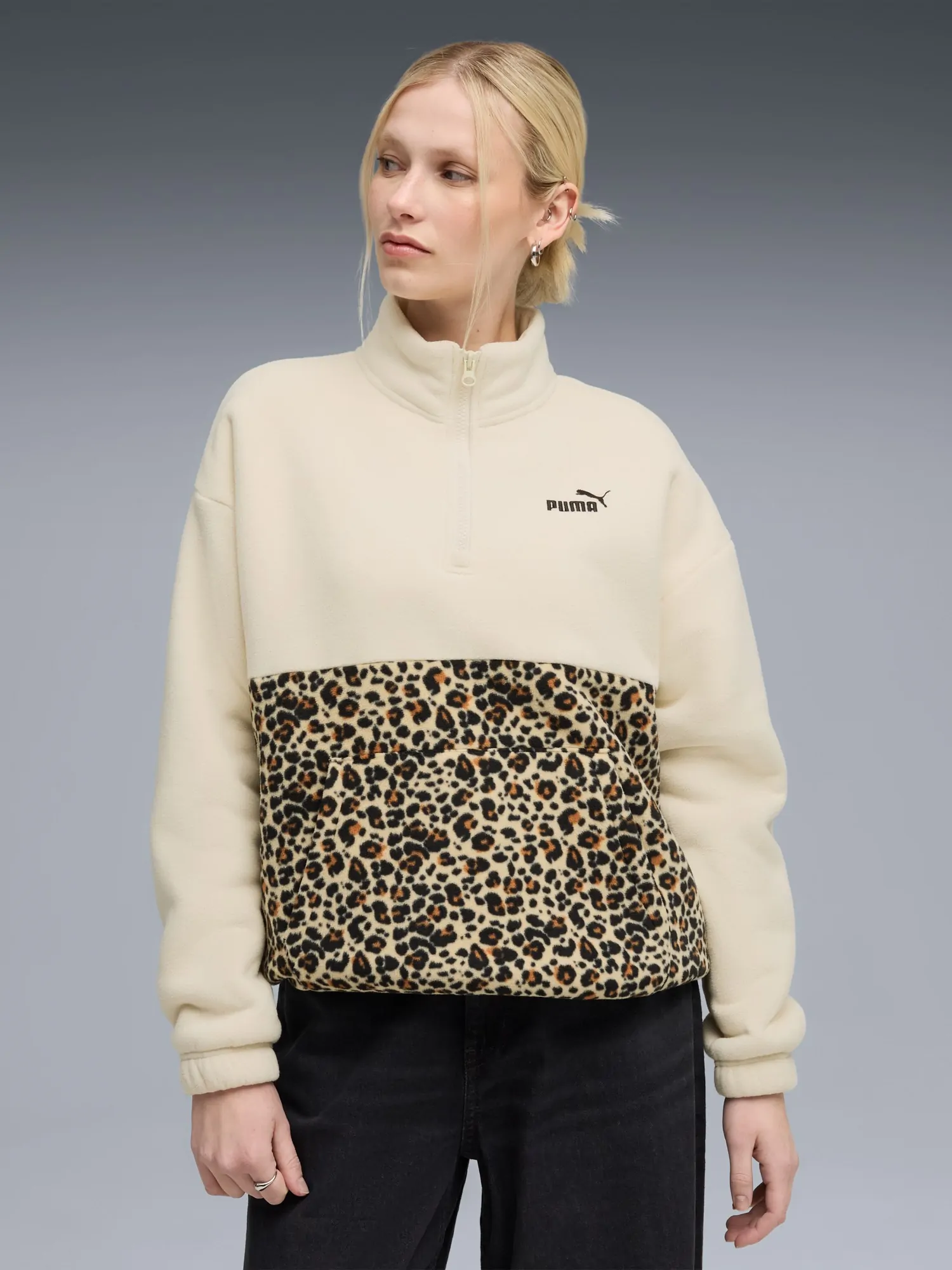 Pomu様 Толстовка женская Puma ESS GRAPHIC Animal Crew молочная 68808387
