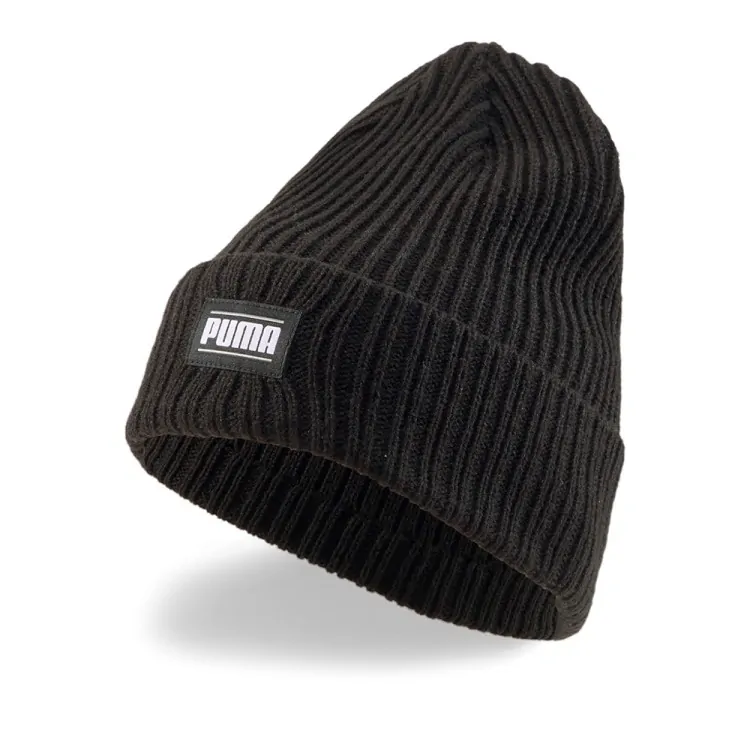 Шапка Puma Ribbed Classic Cuff Beanie черная 02403801 купить в