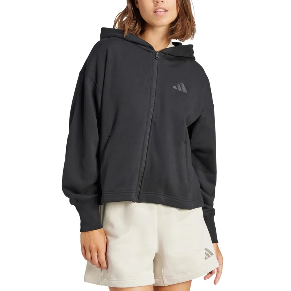 Толстовка женская Adidas W ALL SZN FT FZ черная JJ1251 купить в