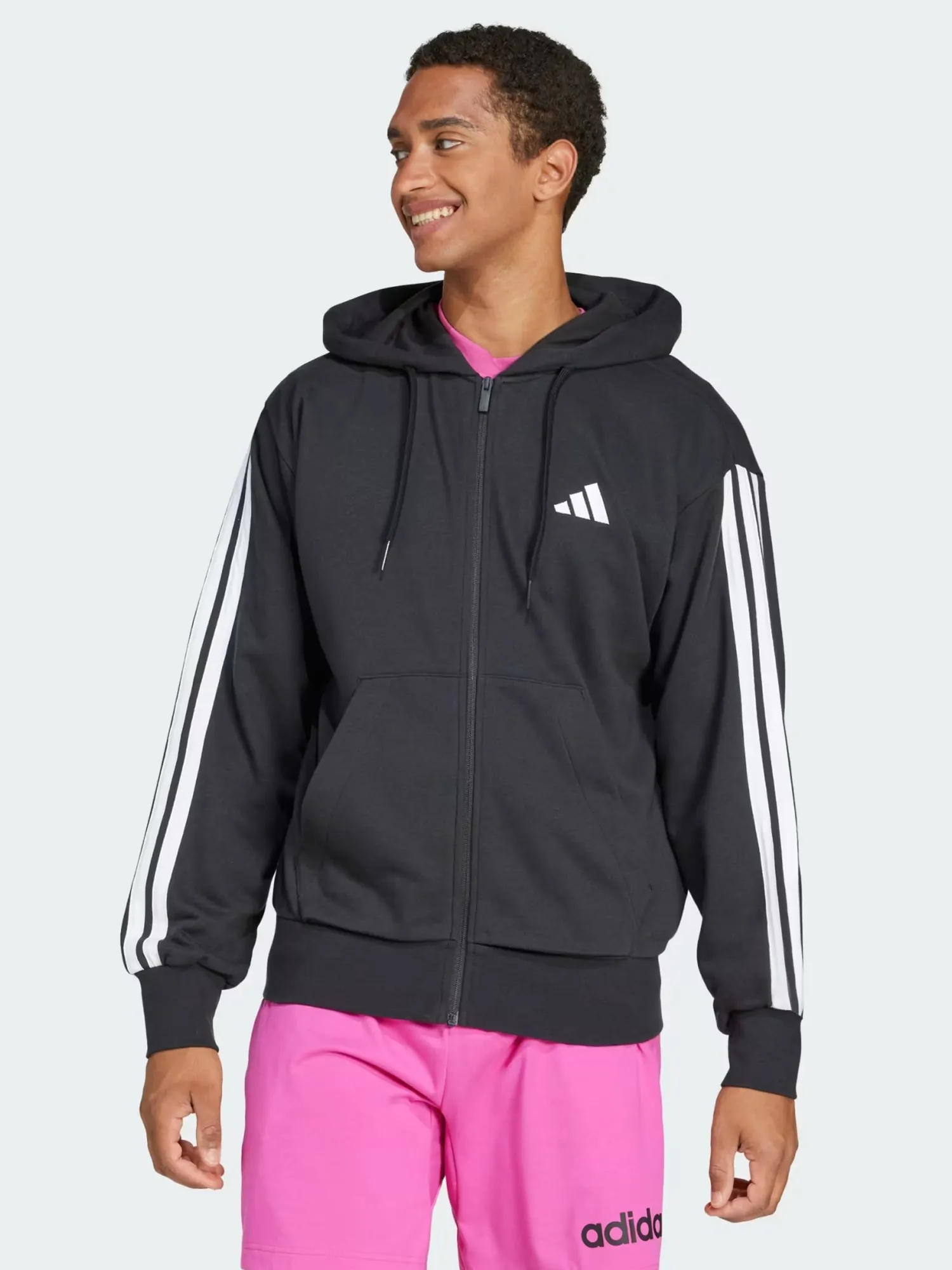Толстовка мужская Adidas M 3S FT FZ HD черная JD1877 купить в