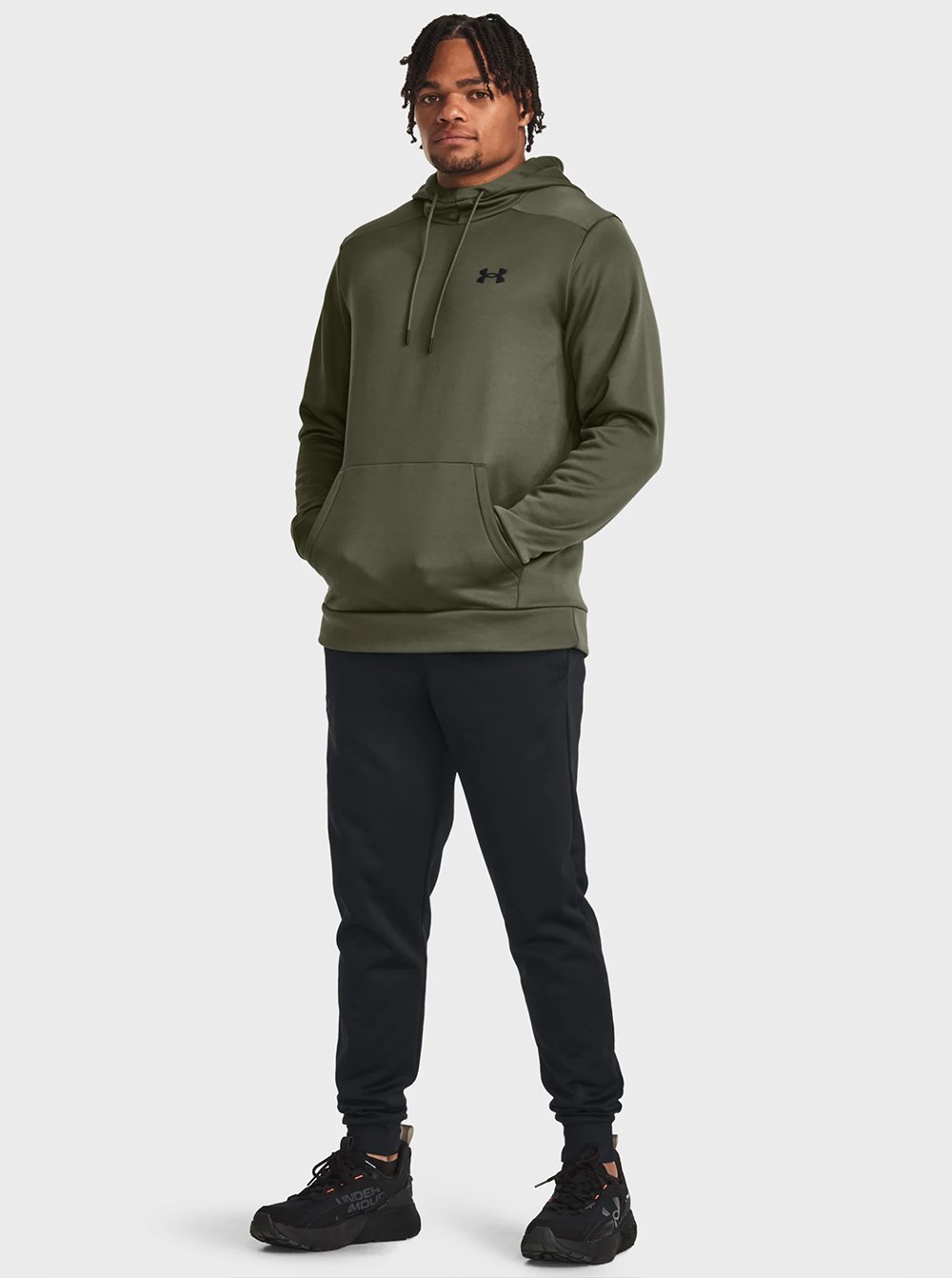 Толстовка мужская Under Armour UA Armour Fleece Hoodie оливковая 1373353-390 изображение 3