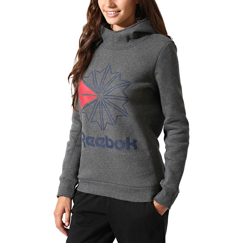 Толстовка женская Reebok Classics Fleece W серая CW4198 — Sport City Толстовка женская Reebok Classics Fleece W серая CW4198