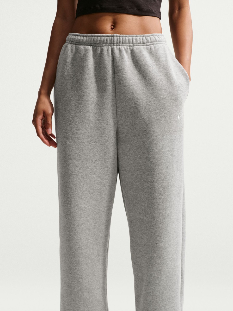 Women's pants Nike W NK STDO FLC MW HR OS CFF PNT gray IM8074-063 — photo 3