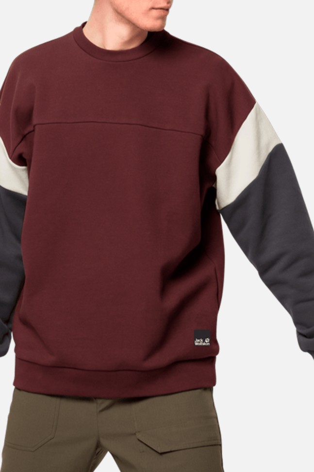 Толстовка чоловіча Jack Wolfskin 365 Crew M бордова 1709821-2185 изображение 2
