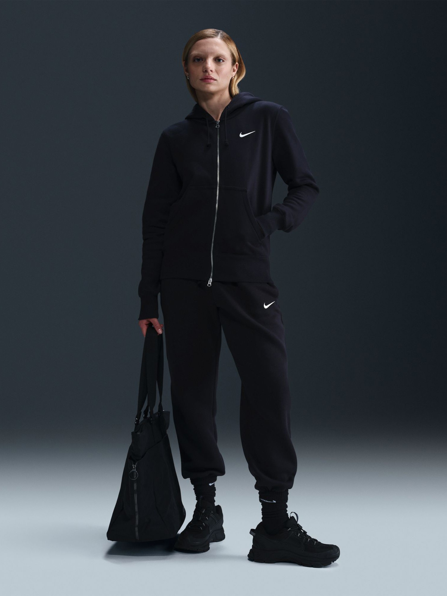 Толстовка женская Nike W NSW PHNX FLC STD FZ HDY черная HJ0995-010 изображение 5