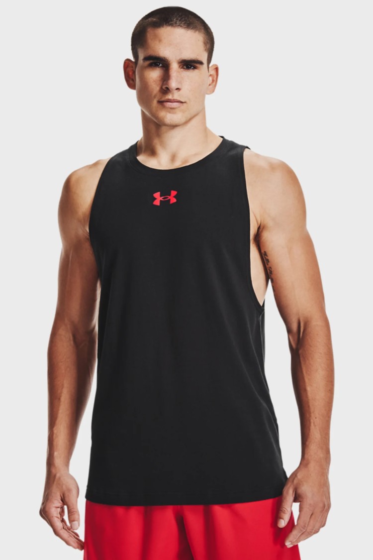 Майка мужская Under Armour UA BASELINE COTTON TANK черная 1361901-001 изображение 2