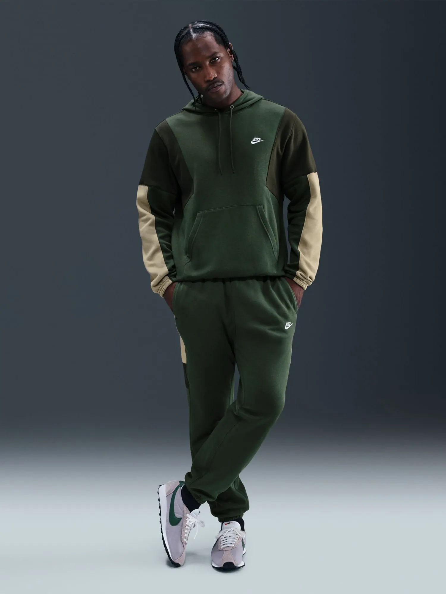 Костюм мужской Nike M NK CLUB FLEECE HDED TRACK GX зеленый HV1165