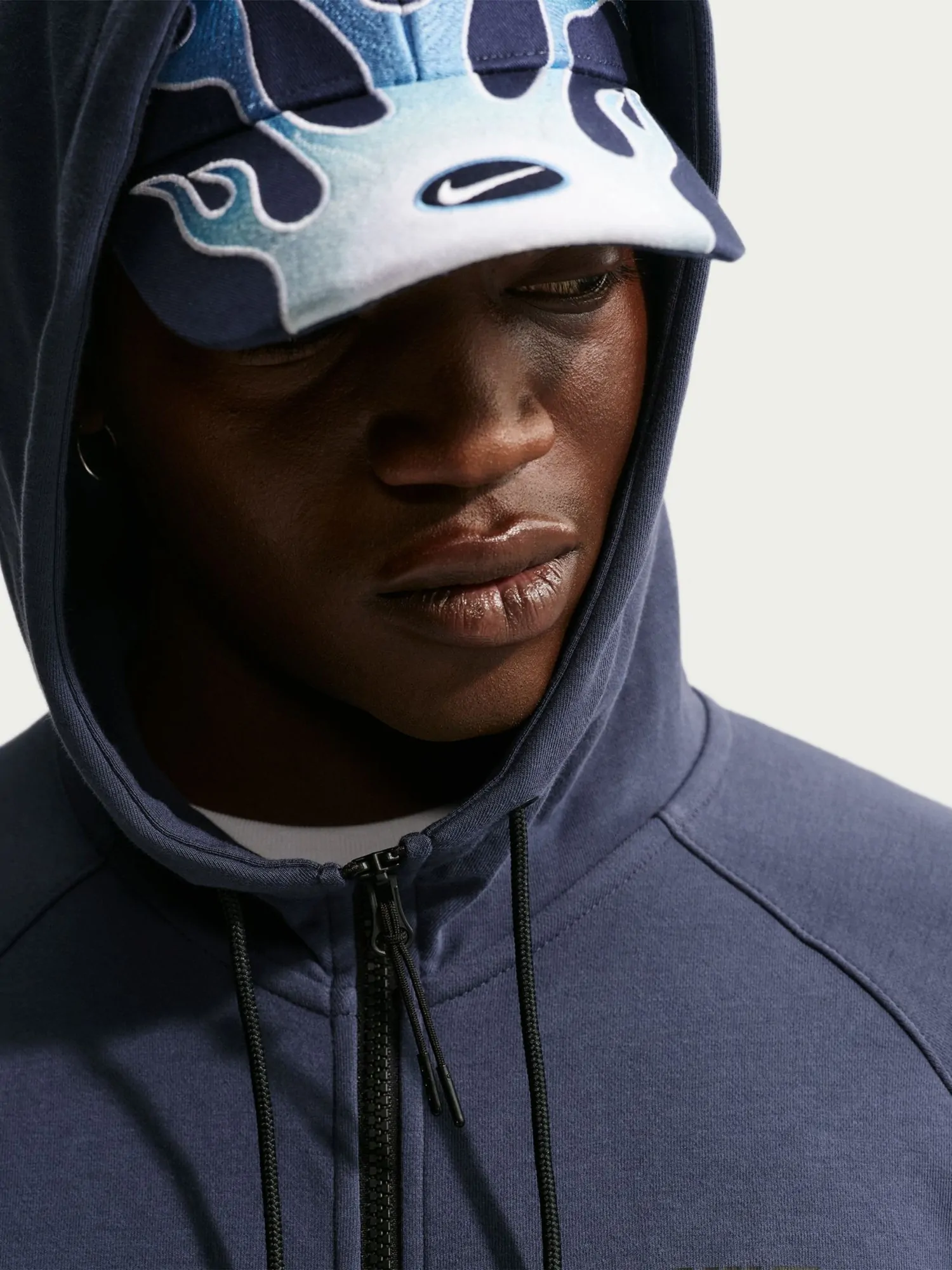 Толстовка мужская Nike M NSW TE FZ FLC HOODIE синяя DD5284-437