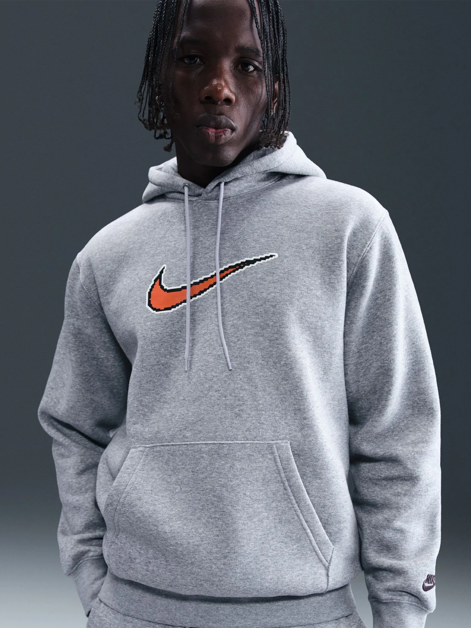 Толстовка мужская Nike M NK CLUB BB HDY NEO VARSITY серая HV0854
