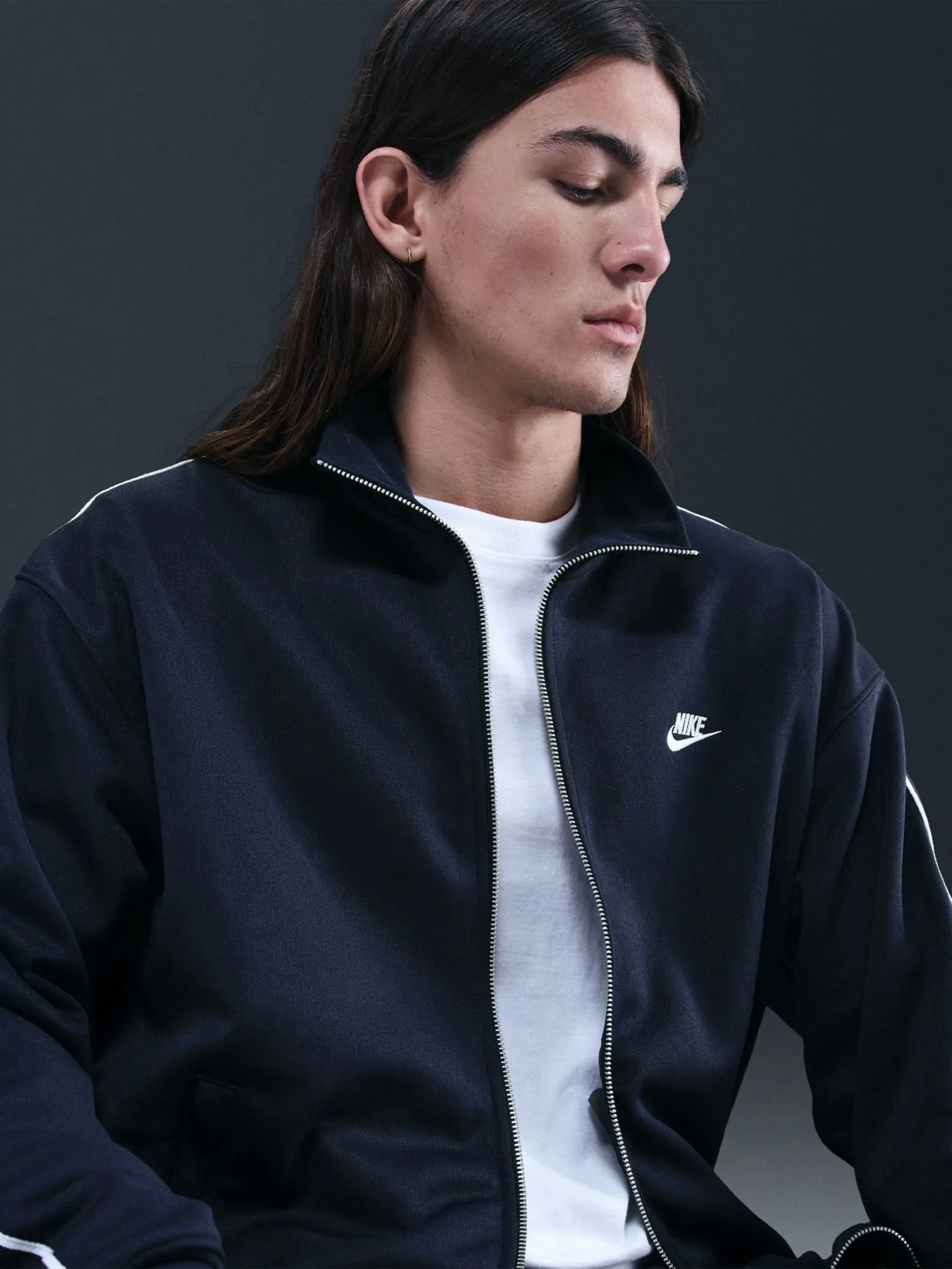 Толстовка мужская Nike M NK CLUB KNIT OS TRACK JACKET темно-синяя